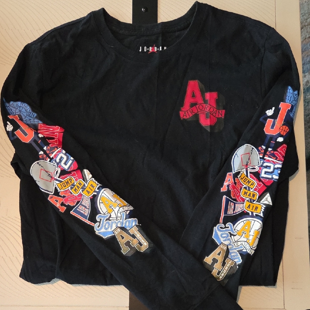 Jordan Black Long Sleeve Tee with Colorful Graphics